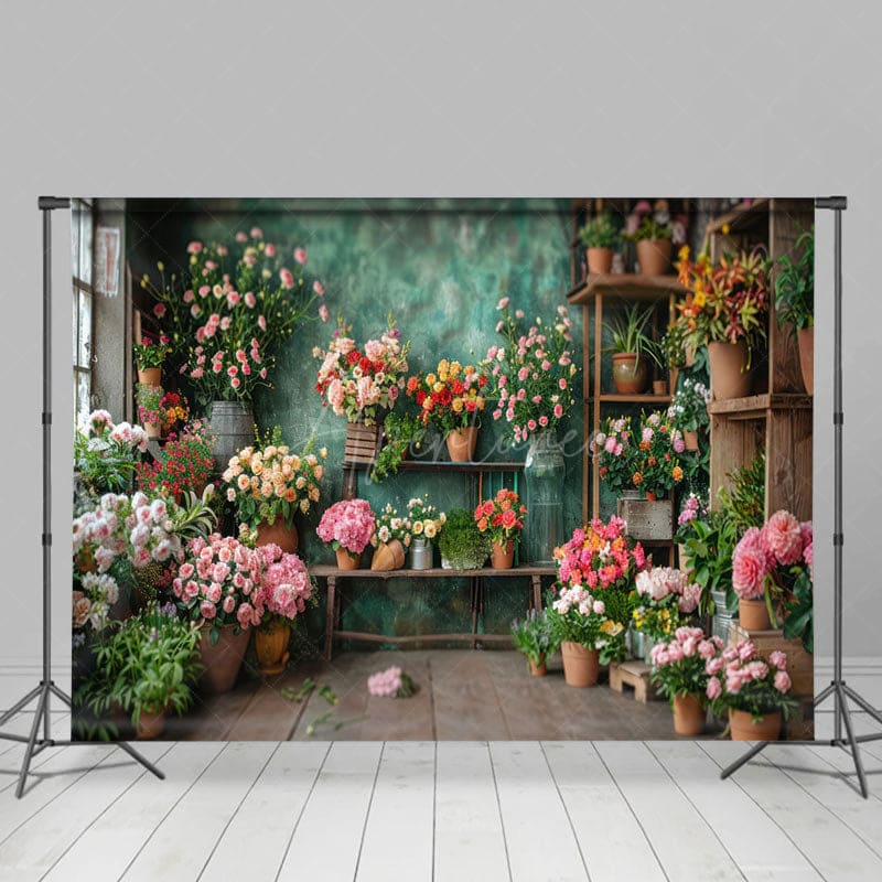 Aperturee - Aperturee Vintage Romantic Indoor Floral Room Wedding Backdrop