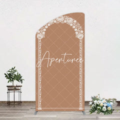 Aperturee - Aperturee Vintage Romantic White Lace Wedding Arch Backdrop