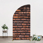 Aperturee - Aperturee Vintage Rural Red Black Brick Wall Half Moon Arch Backdrop