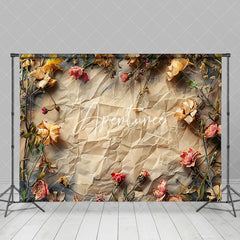 Aperturee - Aperturee Vintage Rustic Paper Dried Orange Flower Backdrop