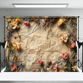 Aperturee - Aperturee Vintage Rustic Paper Dried Orange Flower Backdrop