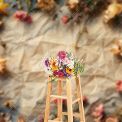Aperturee - Aperturee Vintage Rustic Paper Dried Orange Flower Backdrop