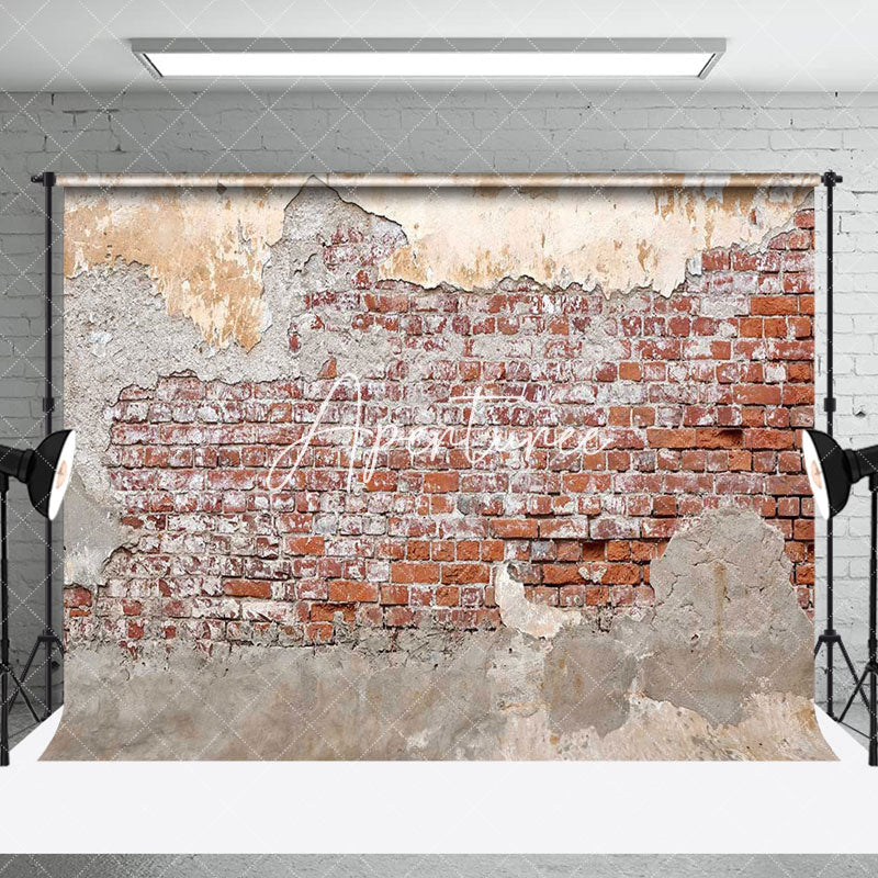 Aperturee - Aperturee Vintage Shabby Grey Red Brick Wall Room Set Backdrop