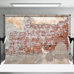 Aperturee - Aperturee Vintage Shabby Grey Red Brick Wall Room Set Backdrop