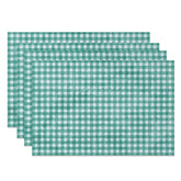 Aperturee - Aperturee Vintage Teal White Plaid Dining Set of 4 Placemats