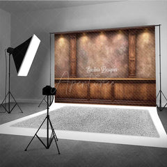 Aperturee - Aperturee Vintage Textured Wood Wall Photography Backdrop Elegant Study or Library with Columns Dark Academia Photo Prop
