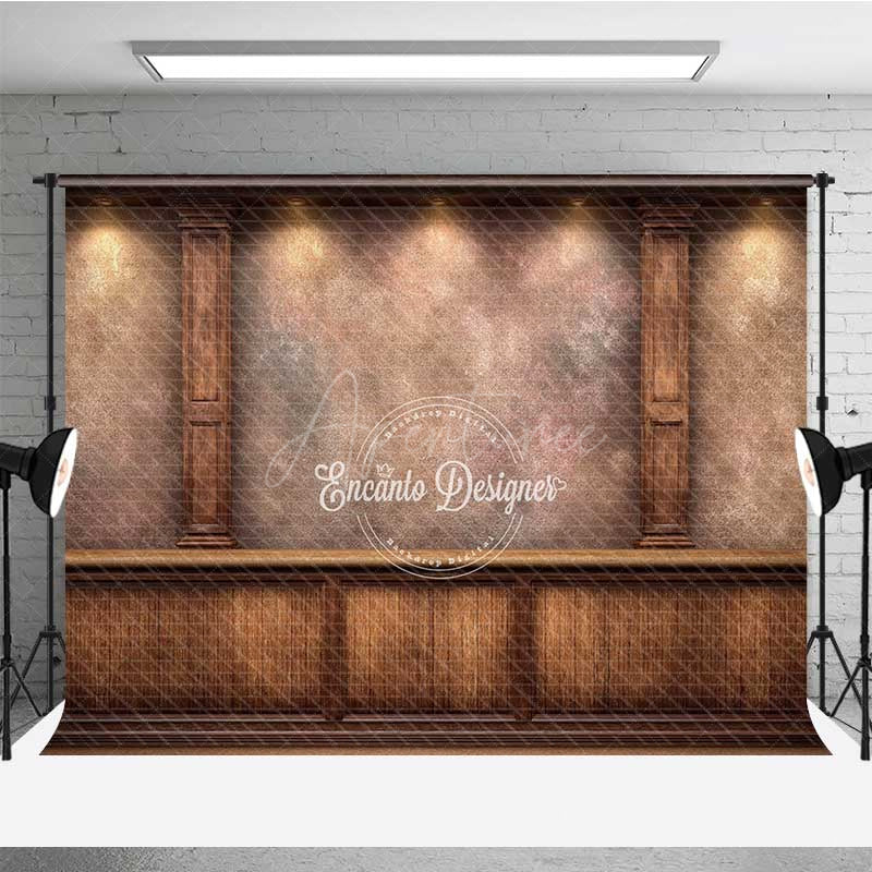 Aperturee - Aperturee Vintage Textured Wood Wall Photography Backdrop Elegant Study or Library with Columns Dark Academia Photo Prop