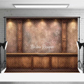 Aperturee - Aperturee Vintage Textured Wood Wall Photography Backdrop Elegant Study or Library with Columns Dark Academia Photo Prop