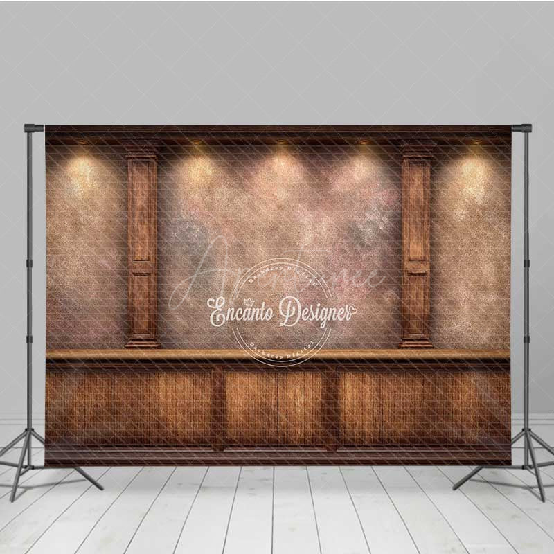 Aperturee - Aperturee Vintage Textured Wood Wall Photography Backdrop Elegant Study or Library with Columns Dark Academia Photo Prop