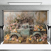 Aperturee - Aperturee Vintage Truck Color Eggs Haystack Easter Backdrop