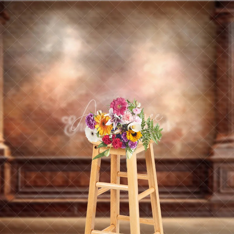 Aperturee - Aperturee Vintage Wall Photography Backdrop Ornate Wood Columns with Textured Wall Fine Art Portrait Background