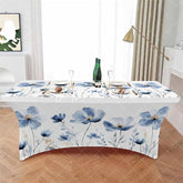 Aperturee - Aperturee Vintage Watercolor Blossom Flower Stretch Table Cover