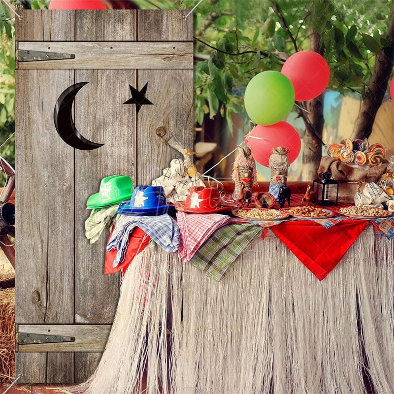 Aperturee - Aperturee Vintage Western Party Outhouse Barn Wood Door Cover