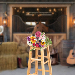 Aperturee - Aperturee Vintage Wooden Stable Cowboy Cake Smash Backdrop