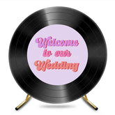 Aperturee Aperturee Vinyl Records Welcome To Our Wedding Round Backdrop