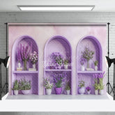 Aperturee - Aperturee Violet Arch Door Floral Spring Photography Backdrop