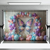 Aperturee - Aperturee Violet Butterfly Balloons Fancy Wedding Backdrop