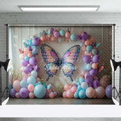 Aperturee - Aperturee Violet Butterfly Balloons Fancy Wedding Backdrop
