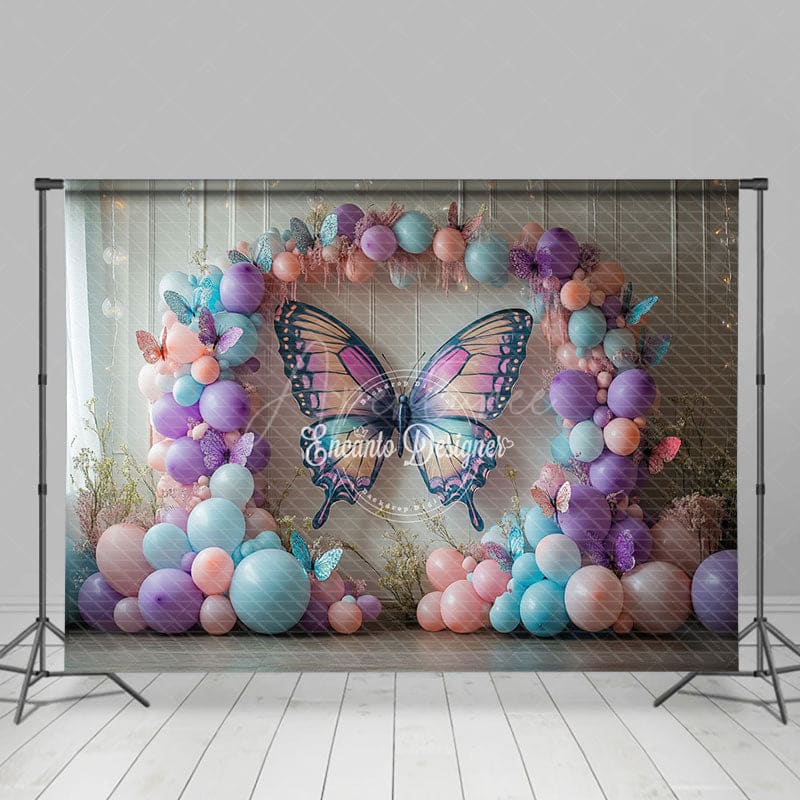 Aperturee - Aperturee Violet Butterfly Balloons Fancy Wedding Backdrop
