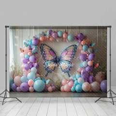 Aperturee - Aperturee Violet Butterfly Balloons Fancy Wedding Backdrop