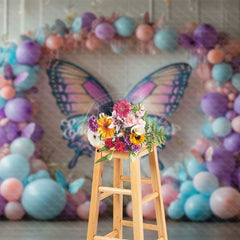 Aperturee - Aperturee Violet Butterfly Balloons Fancy Wedding Backdrop