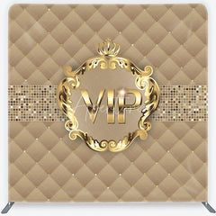 Aperturee - Aperturee VIP Gold Frame Tension Fabric Backdrop Beige Quilted Leather Luxury Party Background