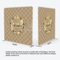 Aperturee - Aperturee VIP Gold Frame Tension Fabric Backdrop Beige Quilted Leather Luxury Party Background