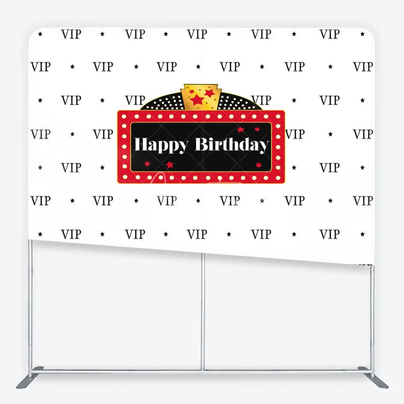 Aperturee - Aperturee VIP Happy Birthday Tension Fabric Backdrop Red Marquee Sign Step and Repeat Background