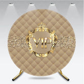 Aperturee - Aperturee VIP Party Round Backdrop Luxury Gold Quilted Pattern Decoration Royal Crown Birthday Background