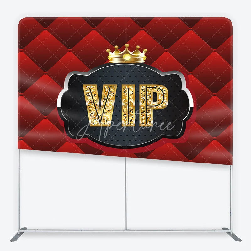Aperturee - Aperturee VIP Red Quilted Tension Fabric Backdrop Gold Crown Luxury Party Event Background