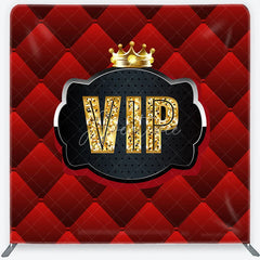 Aperturee - Aperturee VIP Red Quilted Tension Fabric Backdrop Gold Crown Luxury Party Event Background