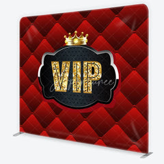 Aperturee - Aperturee VIP Red Quilted Tension Fabric Backdrop Gold Crown Luxury Party Event Background