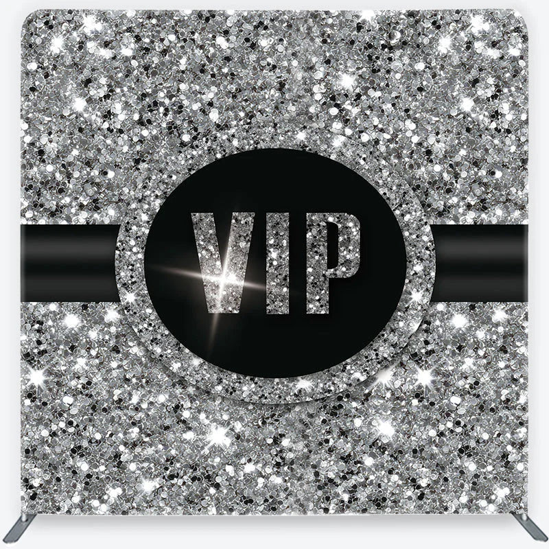 Aperturee - Aperturee VIP Silver Glitter Tension Fabric Backdrop Sparkling Step and Repeat Event Background