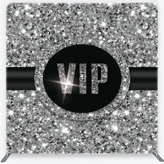 Aperturee - Aperturee VIP Silver Glitter Tension Fabric Backdrop Sparkling Step and Repeat Event Background