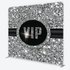 Aperturee - Aperturee VIP Silver Glitter Tension Fabric Backdrop Sparkling Step and Repeat Event Background
