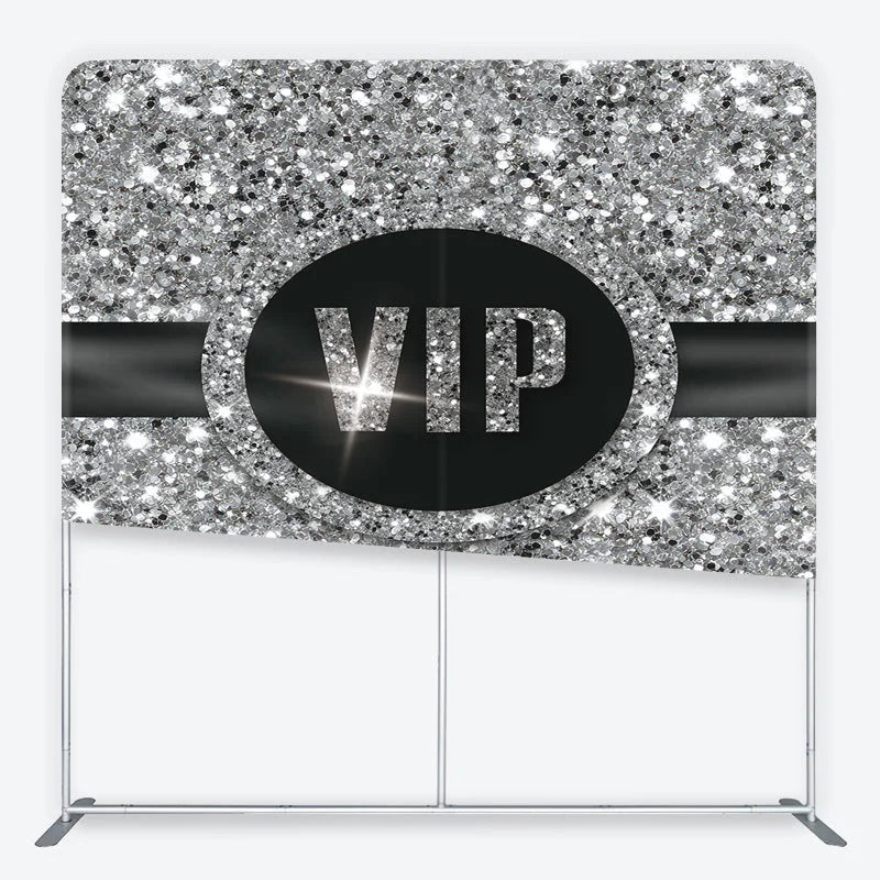 Aperturee - Aperturee VIP Silver Glitter Tension Fabric Backdrop Sparkling Step and Repeat Event Background