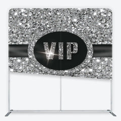 Aperturee - Aperturee VIP Silver Glitter Tension Fabric Backdrop Sparkling Step and Repeat Event Background