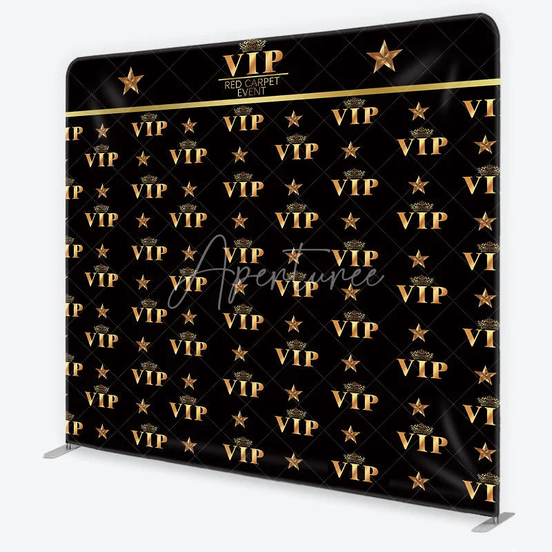 Aperturee - Aperturee VIP Tension Fabric Backdrop Gold Crown Red Carpet Event Step and Repeat Background