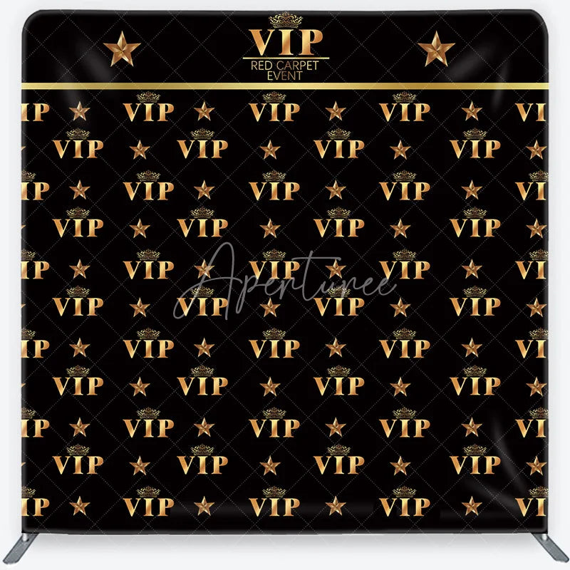 Aperturee - Aperturee VIP Tension Fabric Backdrop Gold Crown Red Carpet Event Step and Repeat Background