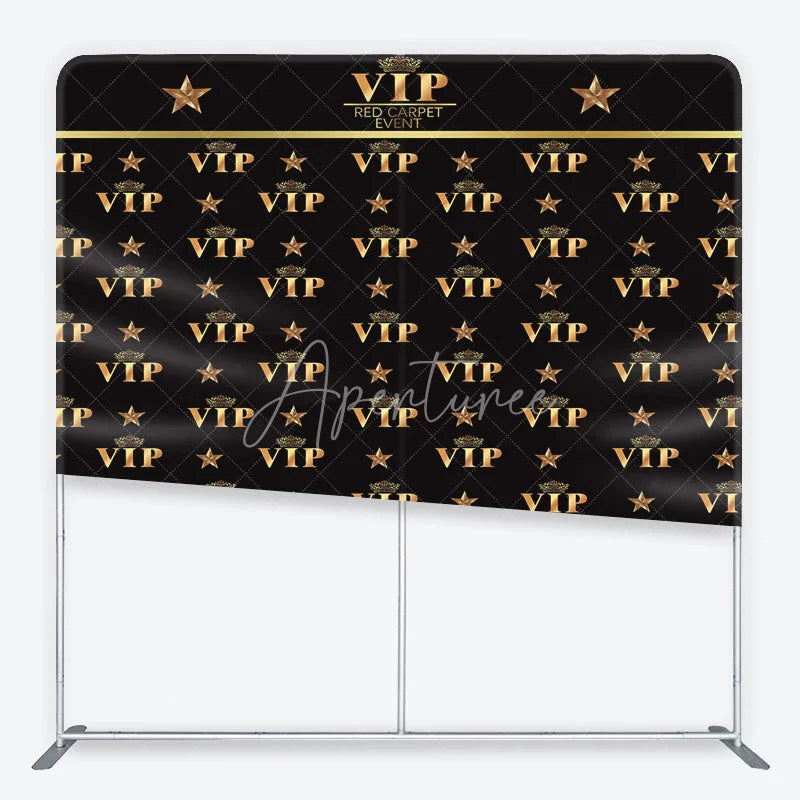 Aperturee - Aperturee VIP Tension Fabric Backdrop Gold Crown Red Carpet Event Step and Repeat Background