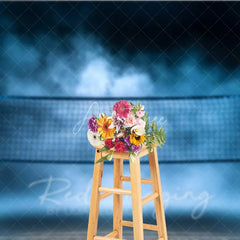 Aperturee - Aperturee Volleyball Net Court Sports Photography Backdrop Blue Fog Smoke Gym Light Game Match Background