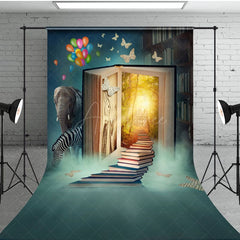 Aperturee - Aperturee Walking To Fairytale Book Wonderland Sweep Backdrop