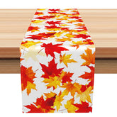 Aperturee - Aperturee Warm Autumn Table Runner with Fallen Maple Leaves for Thanksgiving and Seasonal Farmhouse Decor