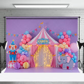 Aperturee - Aperturee Warm Color Circus Balloon Flags Cake Smash Backdrop