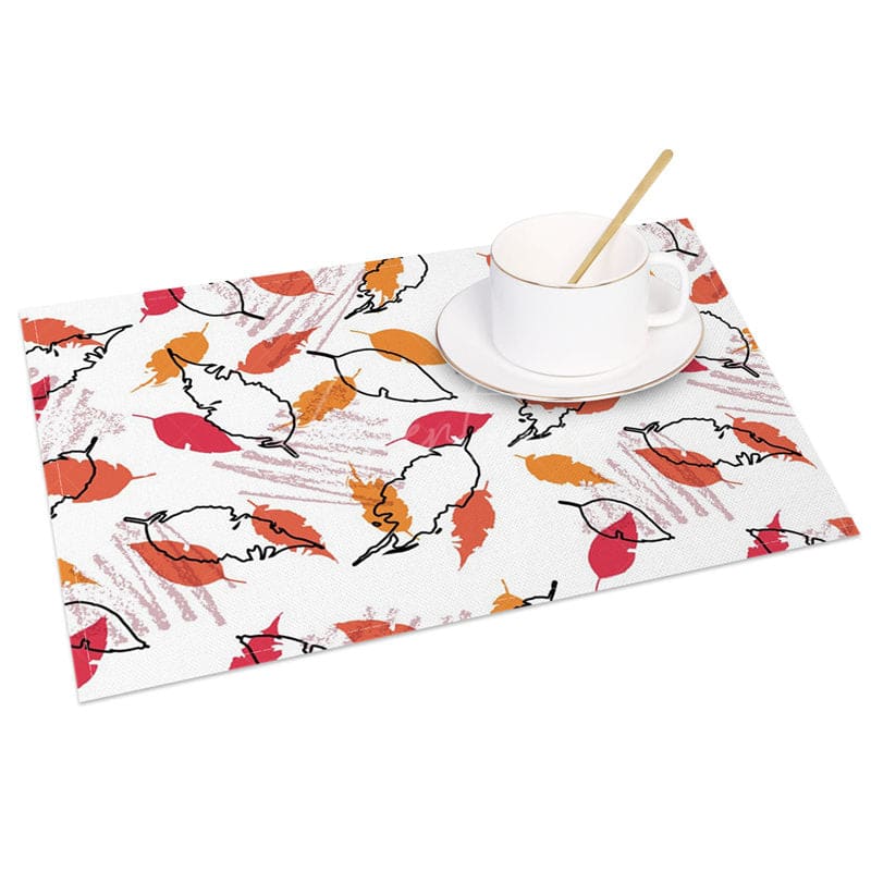 Aperturee - Aperturee Warm Color Vibe Leaves Fine Art Set of 4 Placemats