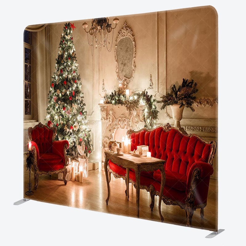 Aperturee - Aperturee Warm Cozy Red Sofa Christmas Pillow Case Backdrop