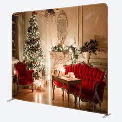 Aperturee - Aperturee Warm Cozy Red Sofa Christmas Pillow Case Backdrop