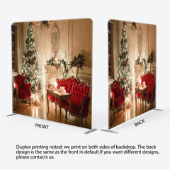 Aperturee - Aperturee Warm Cozy Red Sofa Christmas Pillow Case Backdrop