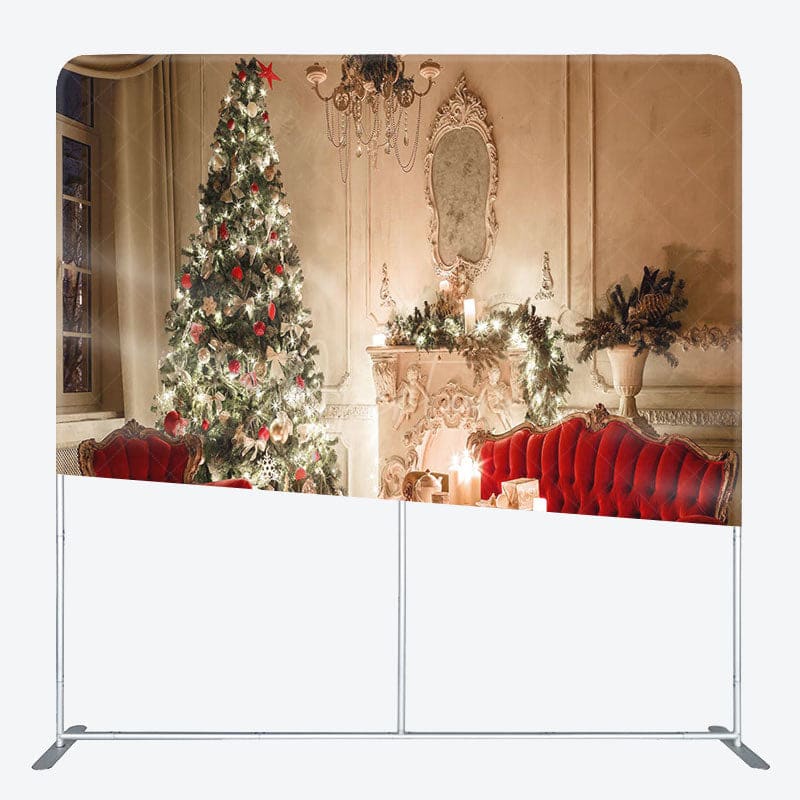 Aperturee - Aperturee Warm Cozy Red Sofa Christmas Pillow Case Backdrop