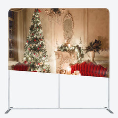 Aperturee - Aperturee Warm Cozy Red Sofa Christmas Pillow Case Backdrop